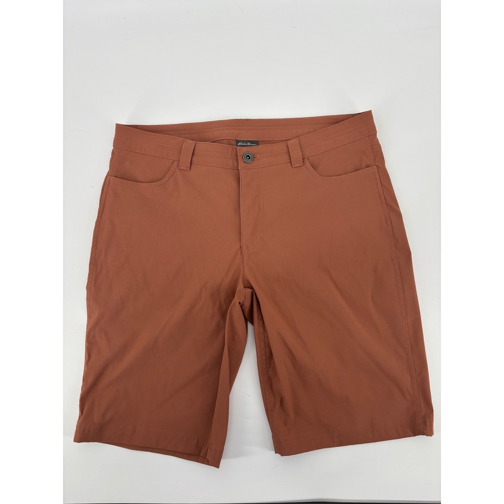 Eddie Bauer Women 10 Horizon Hiking Shorts Rust Orange Nylon Stretch D1361483